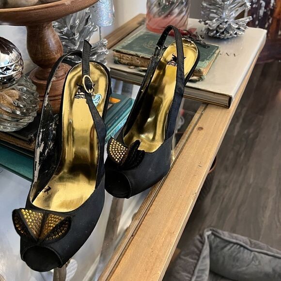 Vintage women's Sheik peep toe stilettos. Gorgeous gold heels size 9 - Picture 8 of 16